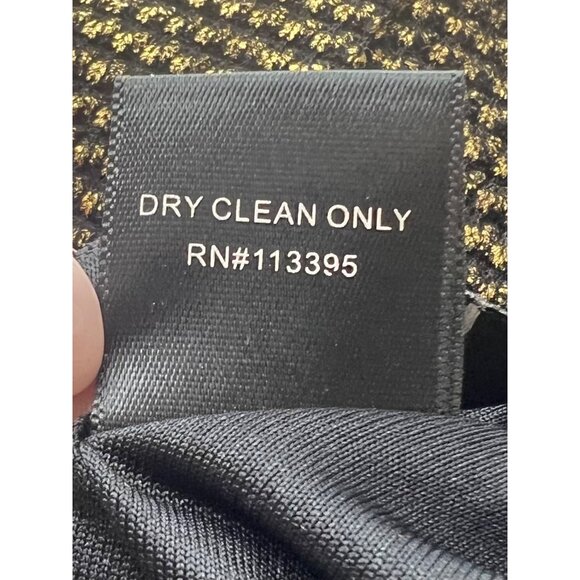 Vtg Anthropologie Black Gold Tweed Fit & Flare Dress | A-Line Skater Corpcore Lg - Picture 14 of 16